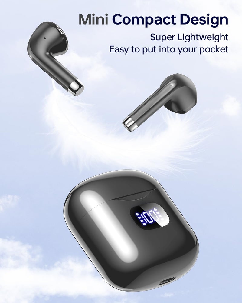 KTGEE Wireless Earbuds Bluetooth 5.3 Ear Buds, Bluetooth Headphones with LED Display Charging Case, 40Hrs Playtime Stereo Sound, IPX7 Waterproof in-Ear Earphones with Mic for Phone Tablet Sports, Charcoal - Image 2